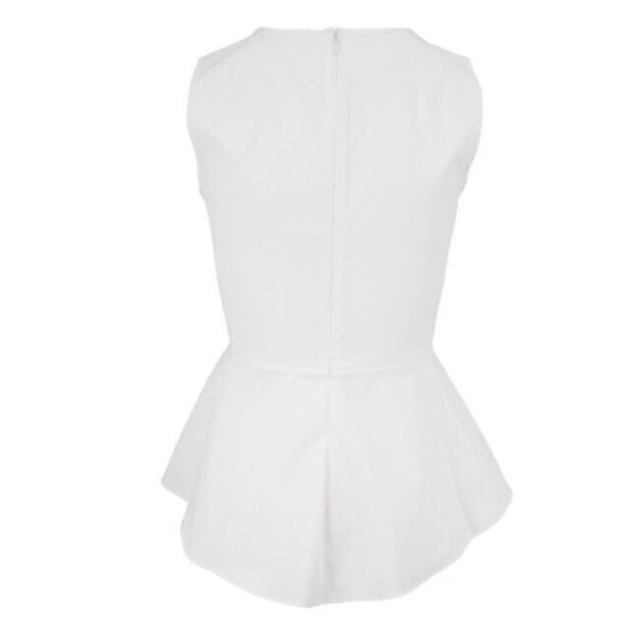 Veronica Beard  Basso Stretch Cotton Sleeveless Peplum Top White NWT - Picture 4 of 13